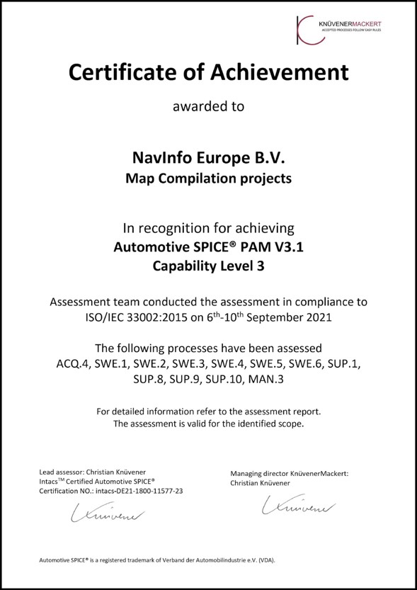 �������ǲ�ŷ��ͨ��Automotive SPICE 3����֤